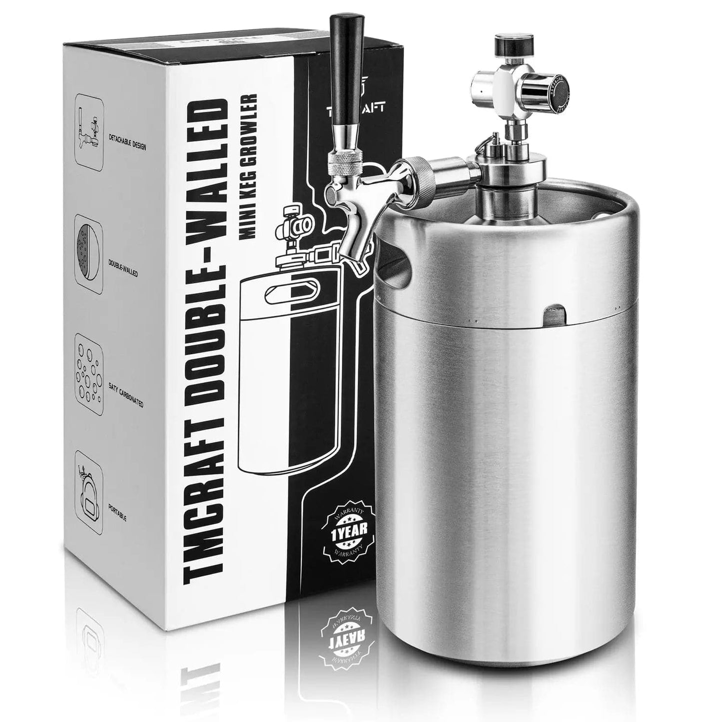 tmcraft 128oz double walled mini keg growler main photo