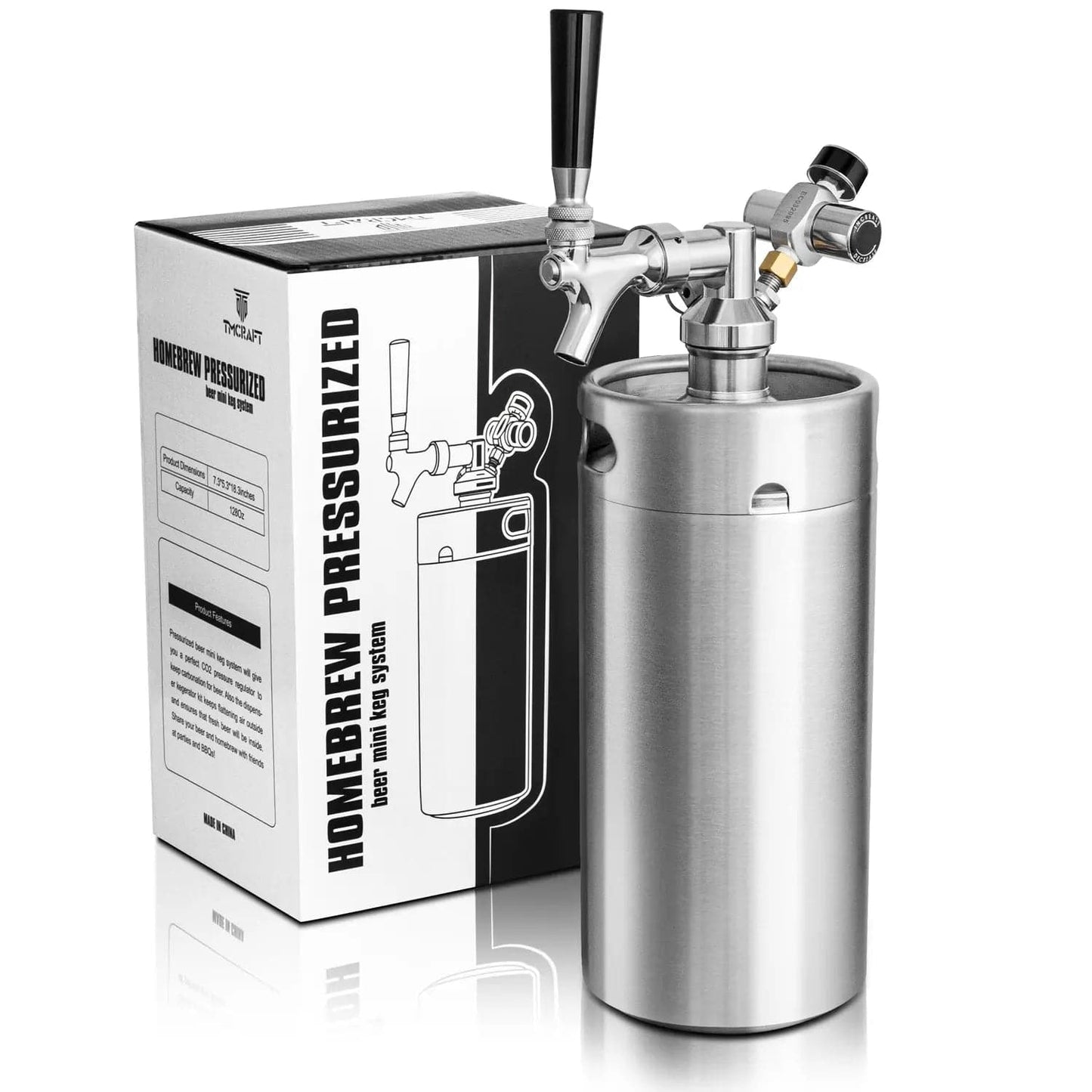 tmcraft 128oz mini keg growler silver main photo