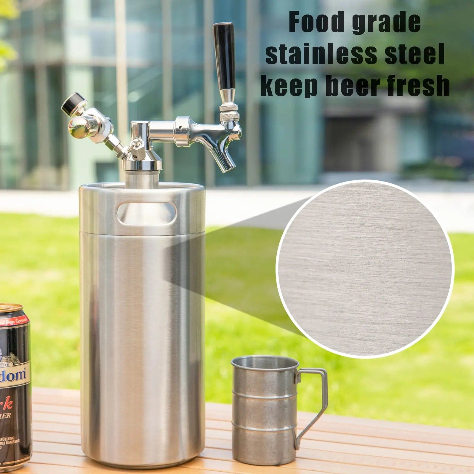 tmcraft 128oz mini keg growler silver show photo 1