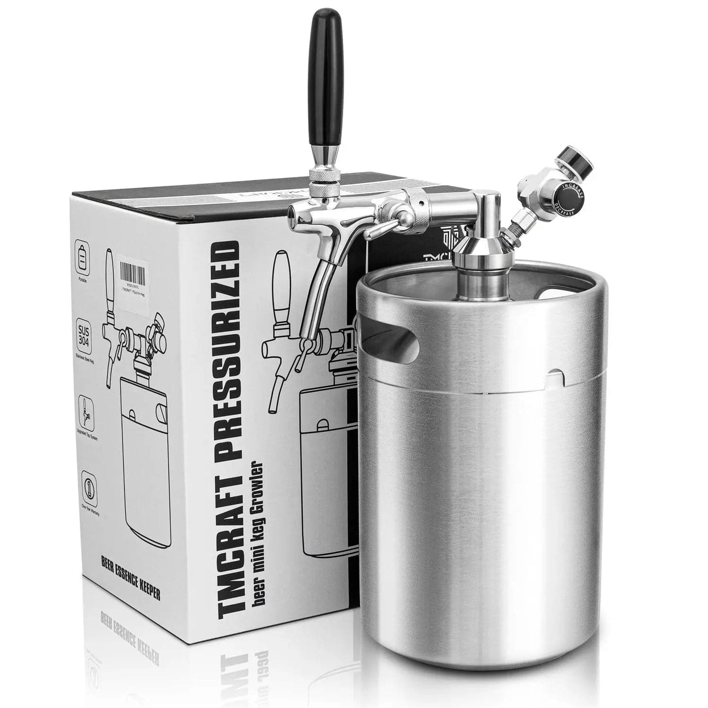 tmcraft 170oz mini keg growler silver main photo