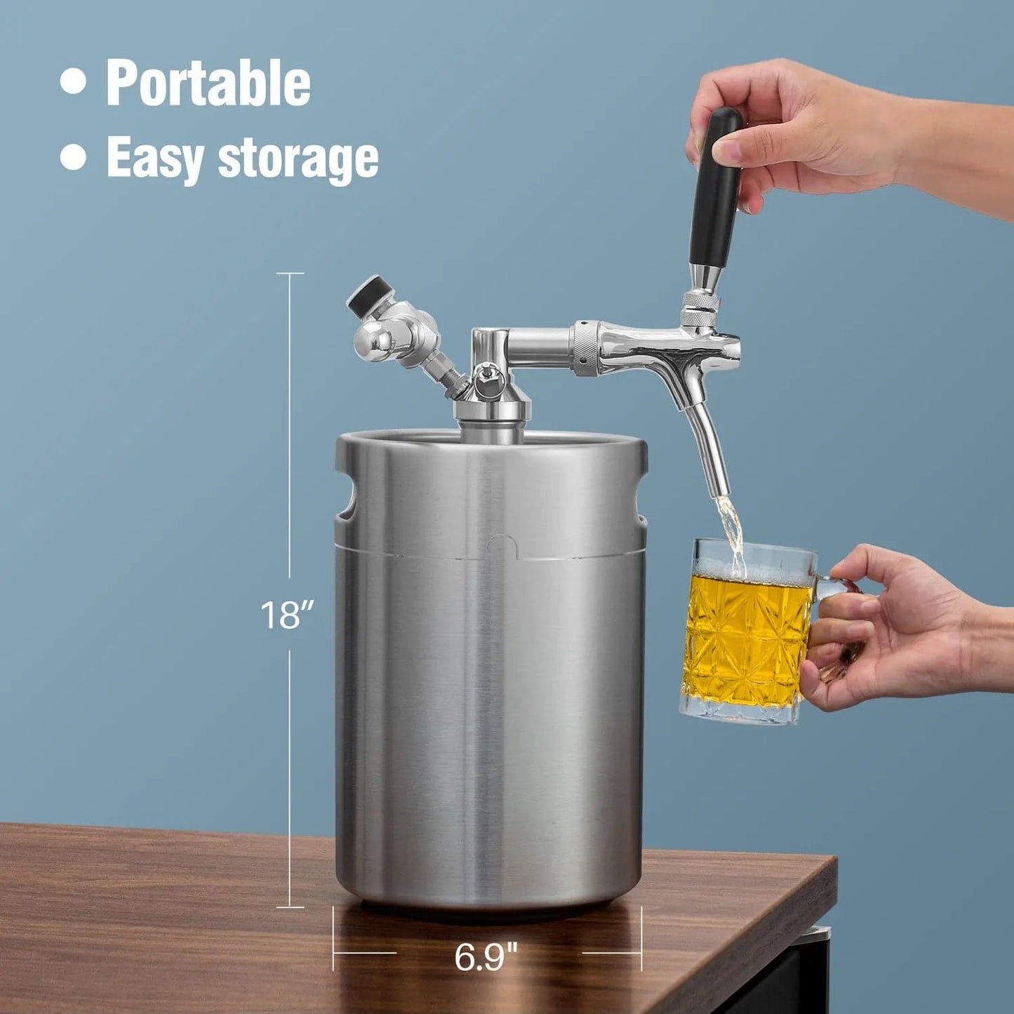 tmcraft 170oz mini keg growler silver size photo