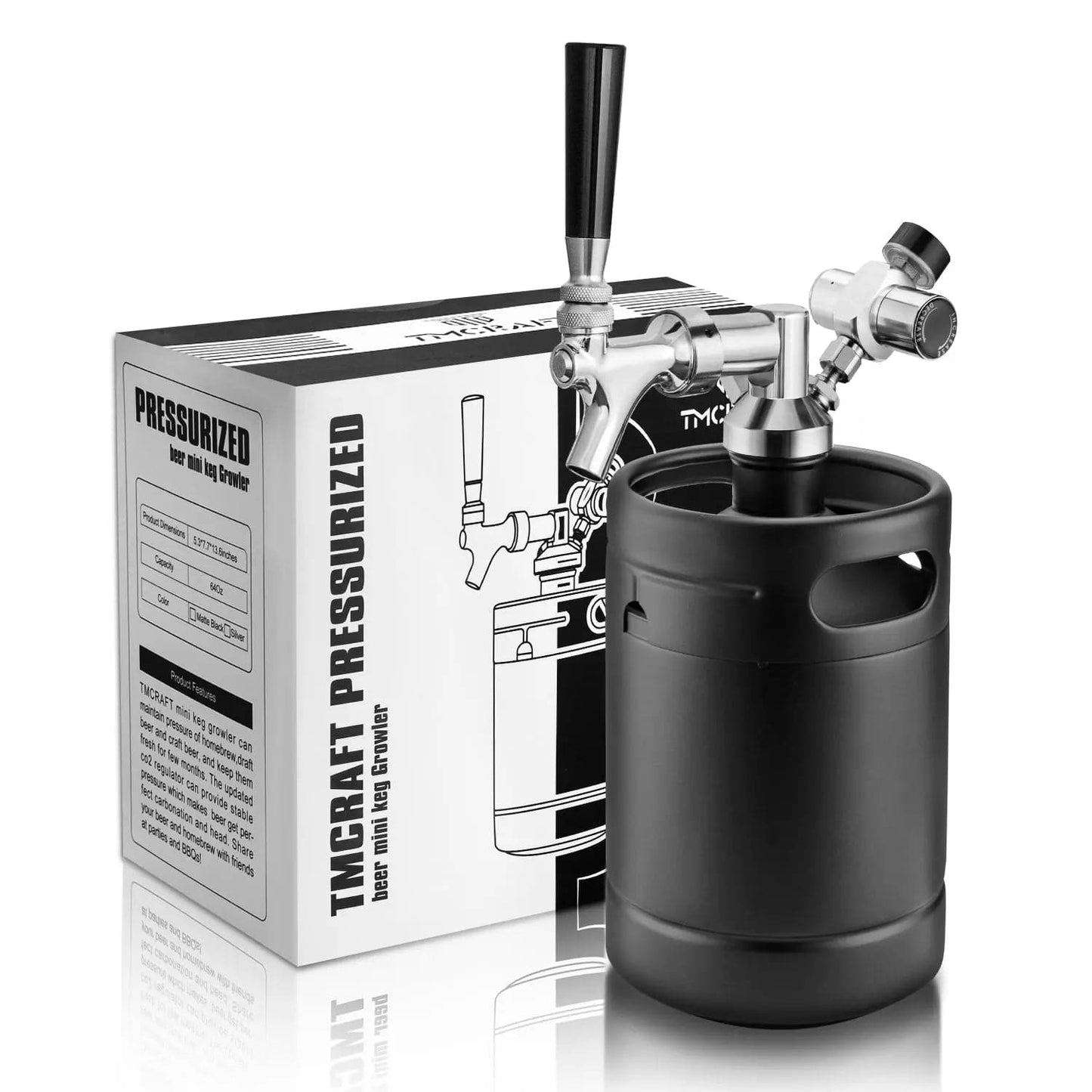 tmcraft 64oz mini keg growler black main photo