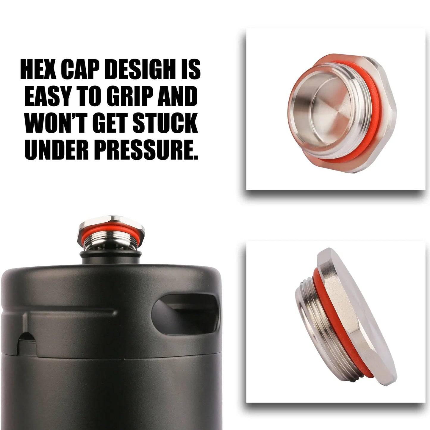tmcraft 64oz mini keg growler black lid details