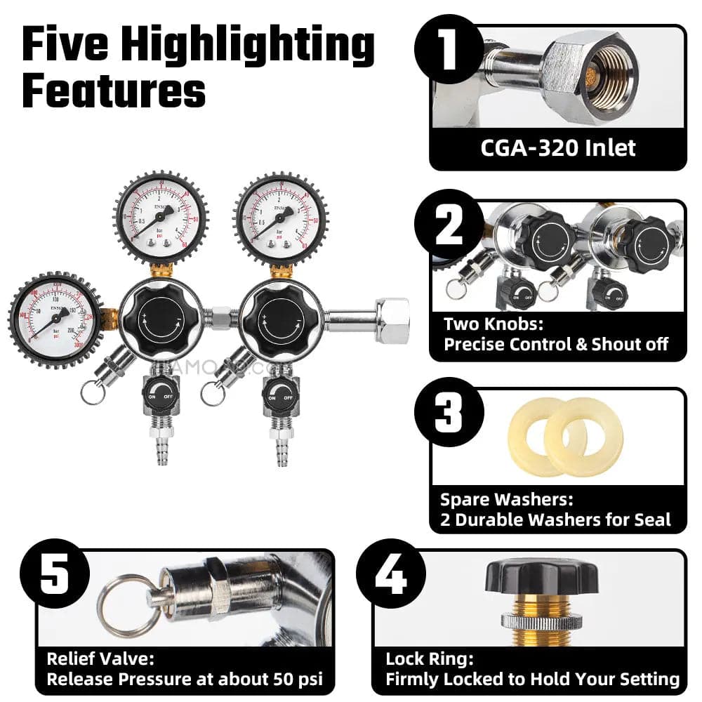 tmcraft beer keg triple gauge co2 regulator products details
