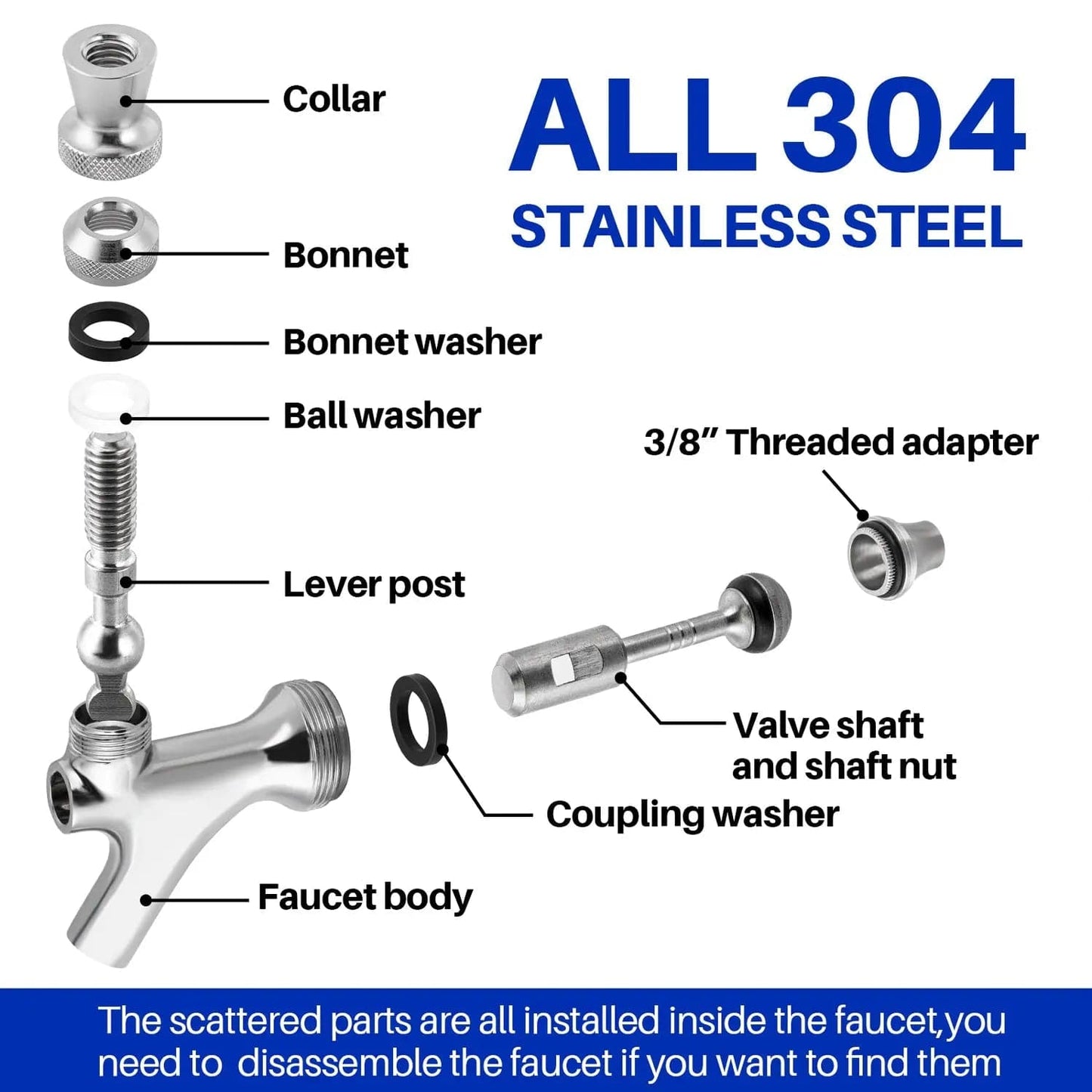 tmcraft stainless steel quick disconnect beer keg faucet products details 1