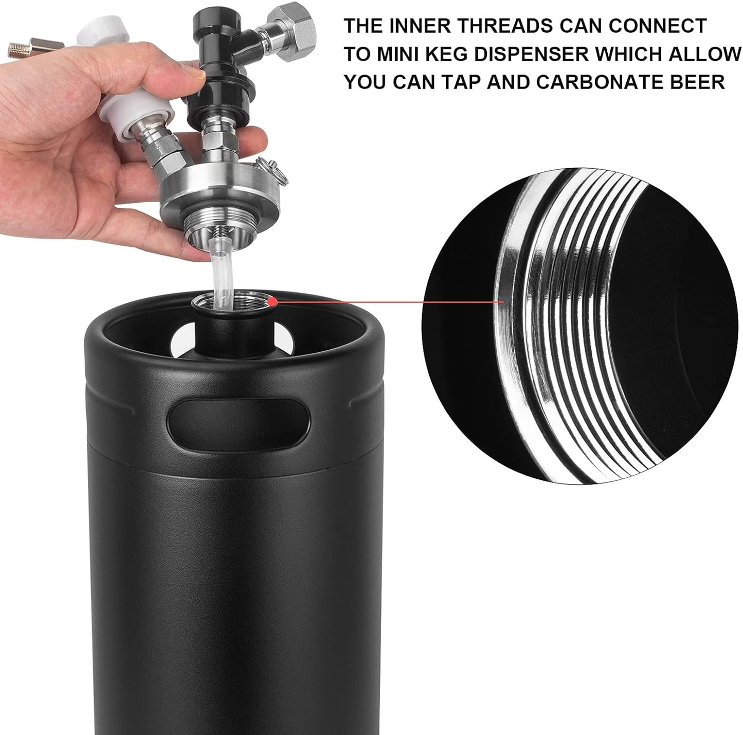 TMCRAFT 128oz Stainless Steel Mini Keg Black