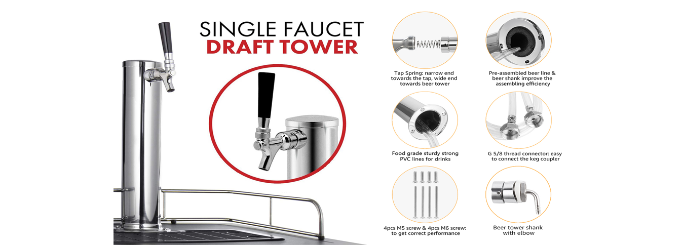 tmcraft single faucet draft beer tower dispenser details page banner 1