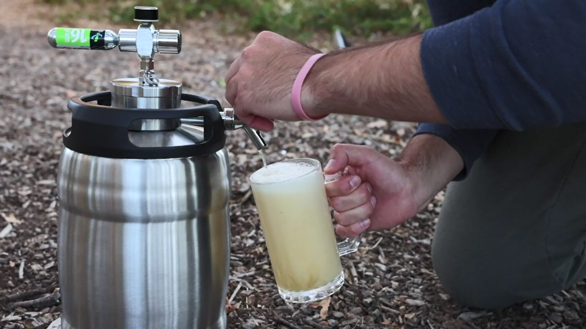 Load video: tmcraft 1.3 gal double walled beer keg growler
