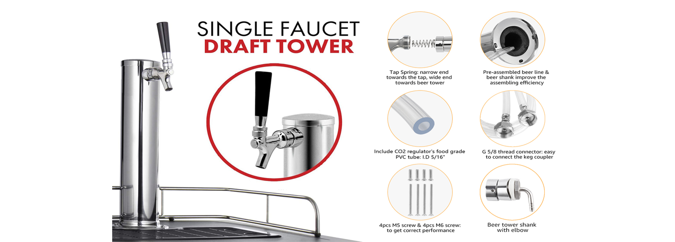 tmcraft single tap kegerator tower kit details page banner 2