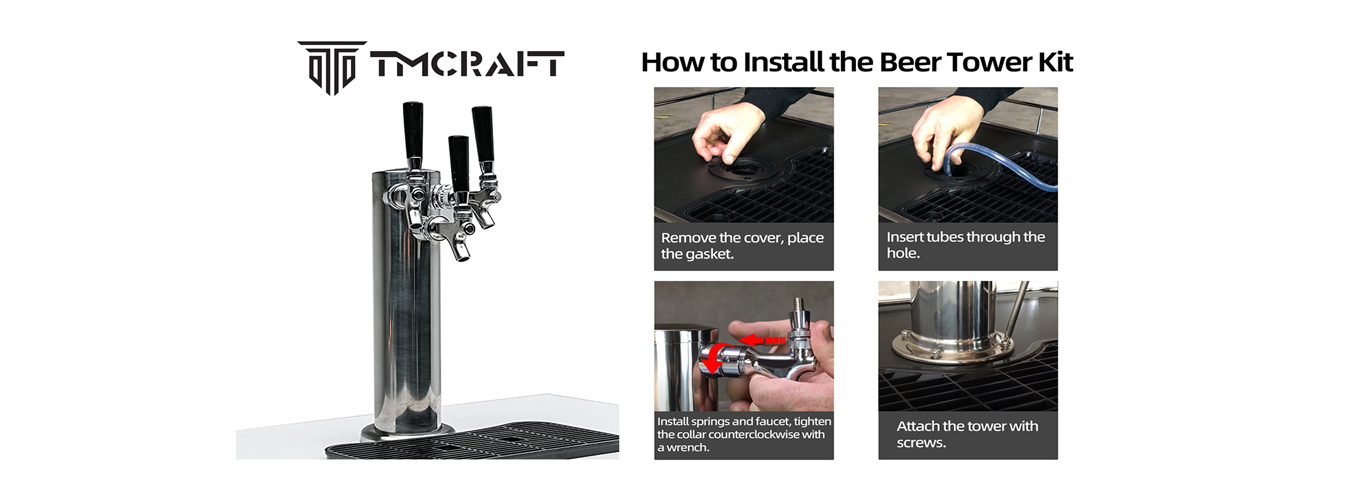 tmcraft triple faucet draft beer tower dispenser details page banner